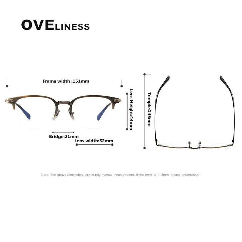 Oveliness Unisex Full Rim Big Square Acetate Titanium Eyeglasses 614424