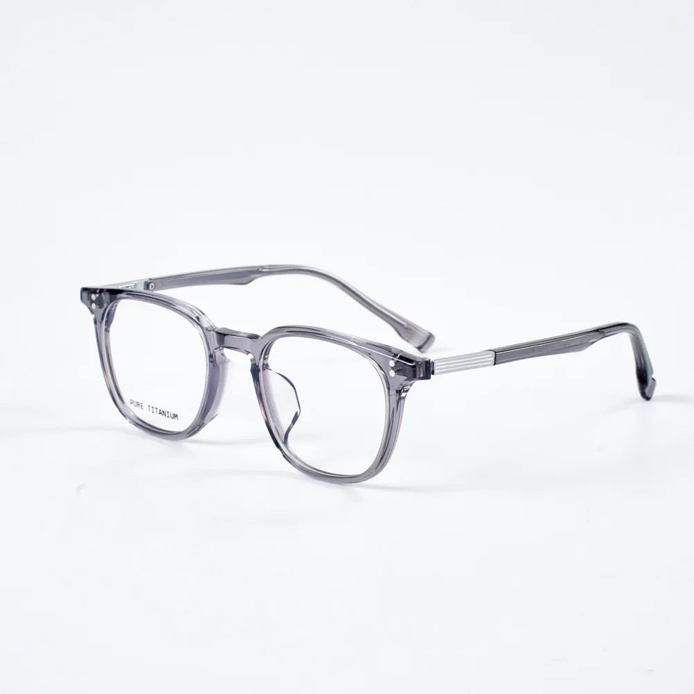 Yimaruili Unisex Full Rim Oval Acetate Titanium Eyeglasses 322003