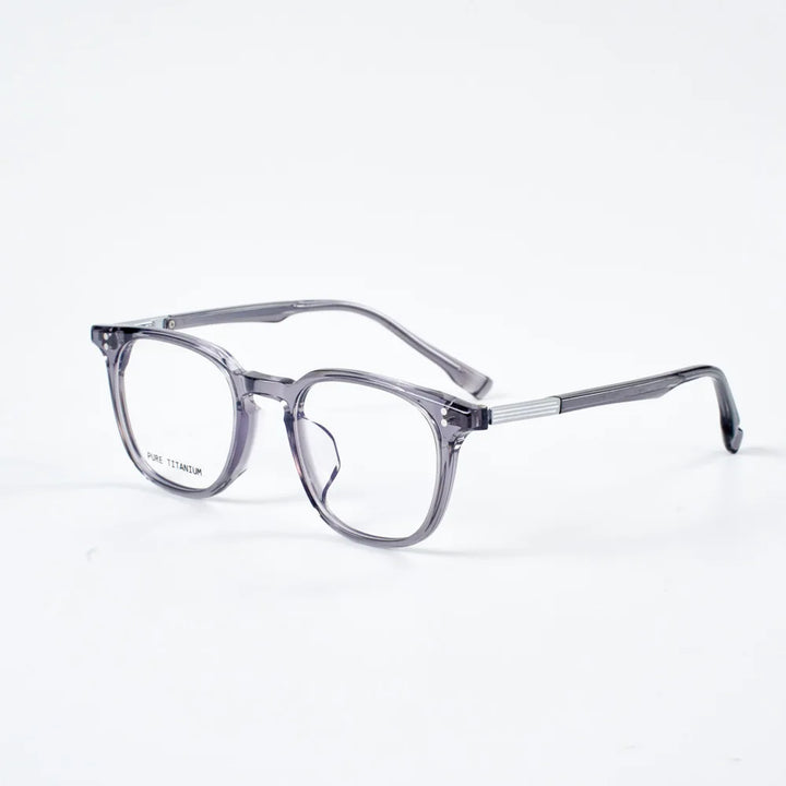 Yimaruili Unisex Full Rim Oval Acetate Titanium Eyeglasses 322003