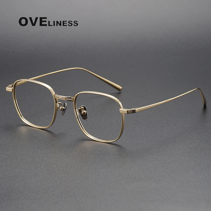 Oveliness Unisex Full Rim Square Titanium Eyeglasses 14025 Full Rim Oveliness gold  