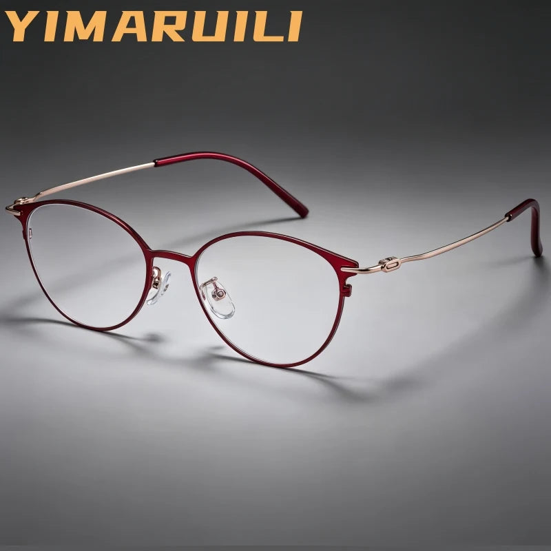 Yimaruili Unisex Full Rim Cat-Eye Pure Titanium Eyeglasses 23049 — view 1 | Yimaruili at FuzWeb