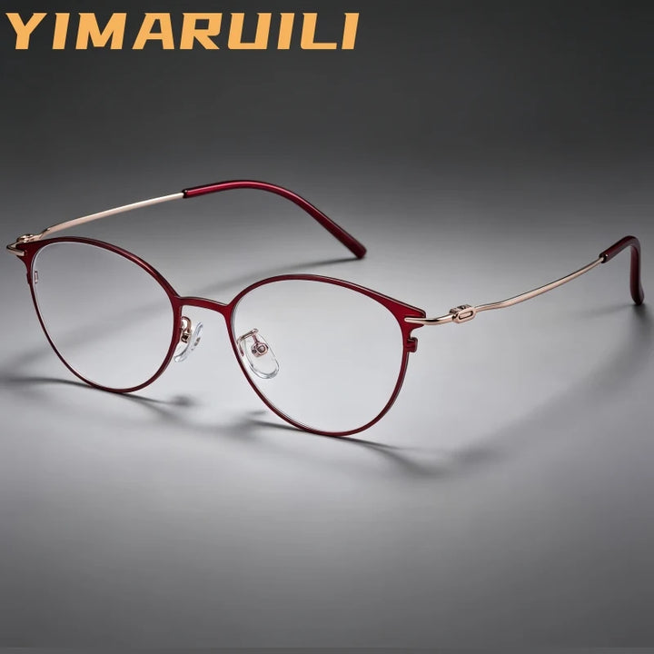 Yimaruili Unisex Full Rim Cat-Eye Pure Titanium Eyeglasses 23049 — view 1 | Yimaruili at FuzWeb
