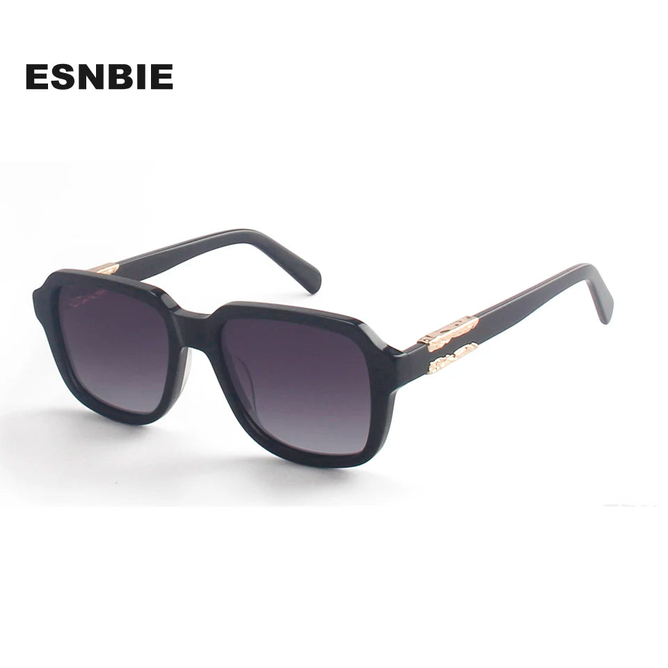 Esnbie Unisex Full Rim Square Acetate Polarized Tac Sunglasses 471241
