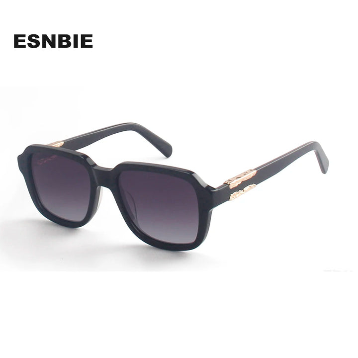 Esnbie Unisex Full Rim Square Acetate Polarized Tac Sunglasses 471241