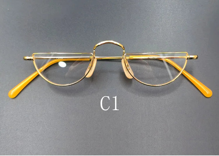 Yujo Unisex Semi Rim Cat-Eye Pure Titanium Eyeglasses 01 — view 4 | Yujo at FuzWeb