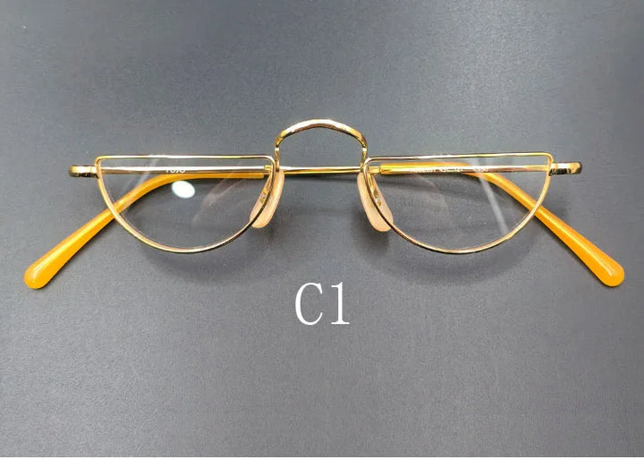 Yujo Unisex Semi Rim Cat-Eye Pure Titanium Eyeglasses 01 — view 4 | Yujo at FuzWeb