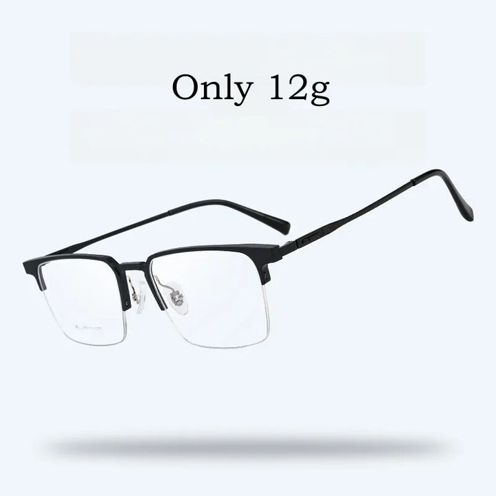 Yimaruili Men's Semi Rim Square Aluminum Magnesium Titanium Eyeglasses 28529 Semi Rim Yimaruili Eyeglasses   