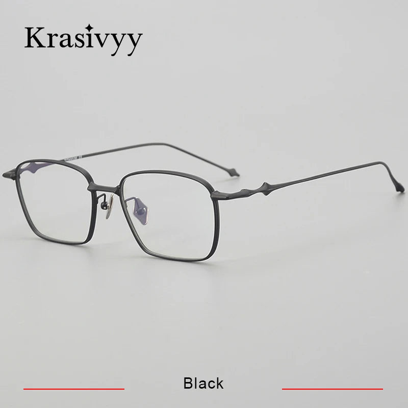 Krasivyy Men's Full Rim Square Titanium Eyeglasses A0201 Full Rim Krasivyy Black  