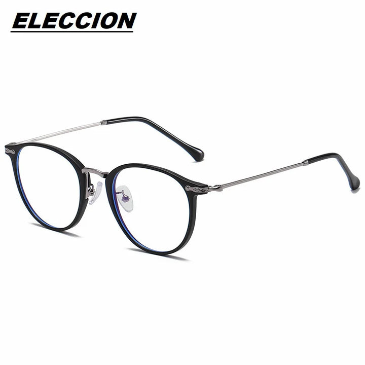 Eleccion Unisex Full Rim Oval Square Tr 90 Titanium Eyeglasses 48303 Full Rim Eleccion Black - Gray CHINA