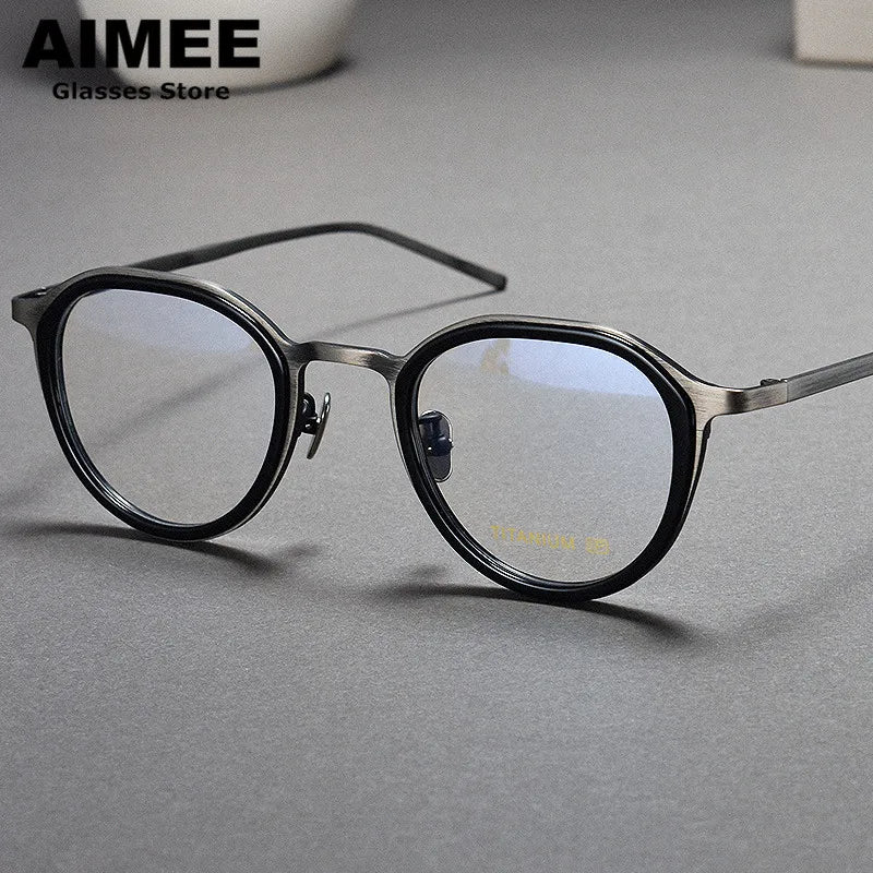Aimee Unisex Full Rim Flat Top Oval Titanium Acetate Eyeglasses 710628