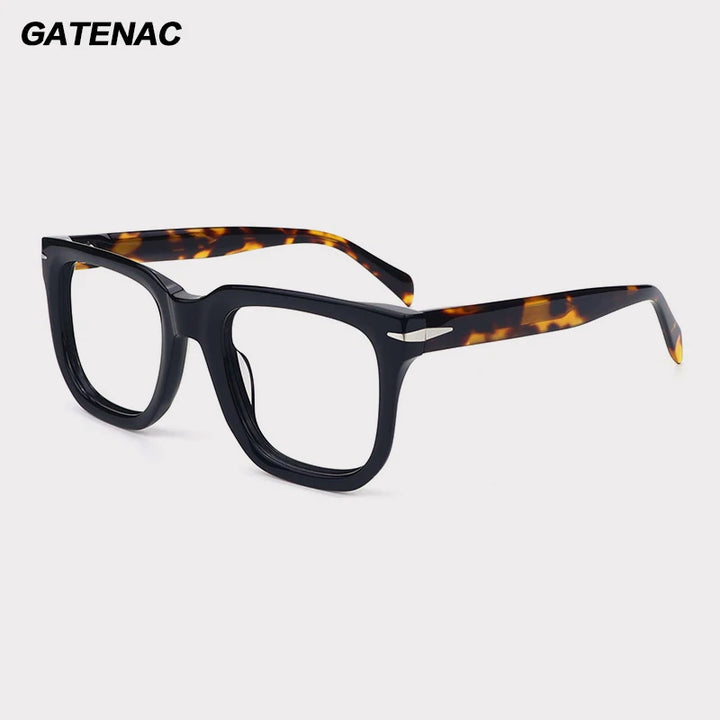 Gatenac Unisex Full Rim Square Thick Acetate Eyeglasses Gxyj1544 Full Rim Gatenac