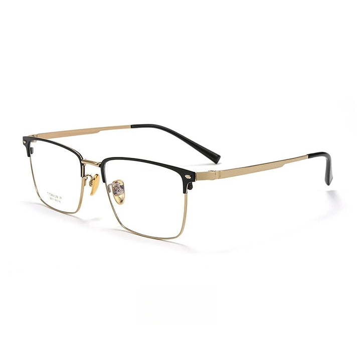 Yimaruili Men's Full Rim Square Big Titanium Eyeglasses 260117