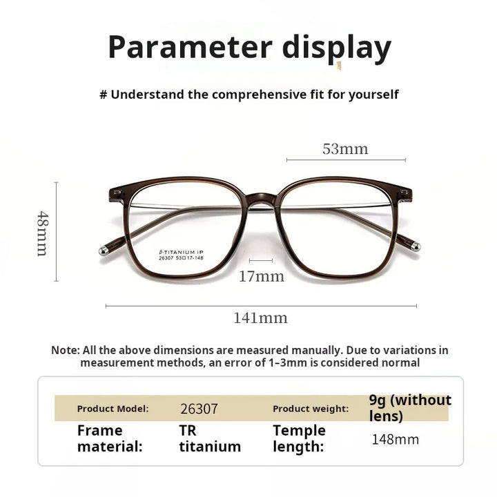 Yimaruili Unisex Full Rim Square TR-90 Titanium Eyeglasses 26307 — view 2 | Yimaruili at FuzWeb