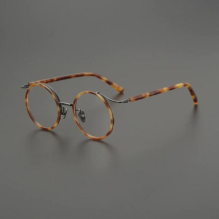 Gatenac Unisex Full Rim Round Acetate Titanium Eyeglasses G85676