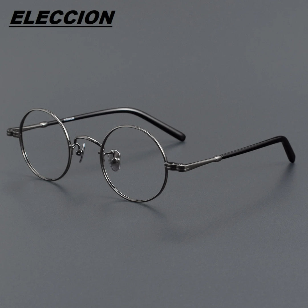 Eleccion Women's Full Rim Round Titanium Eyeglasses 12605 Full Rim Eleccion Gray CHINA