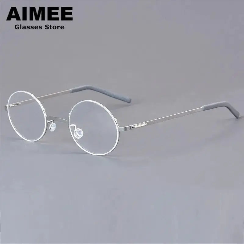 Aimee Women's Semi Rim Round Screwless Titanium Eyeglasses 68802