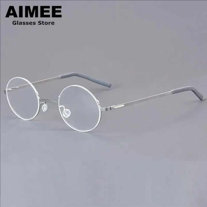 Aimee Women's Semi Rim Round Screwless Titanium Eyeglasses 68802