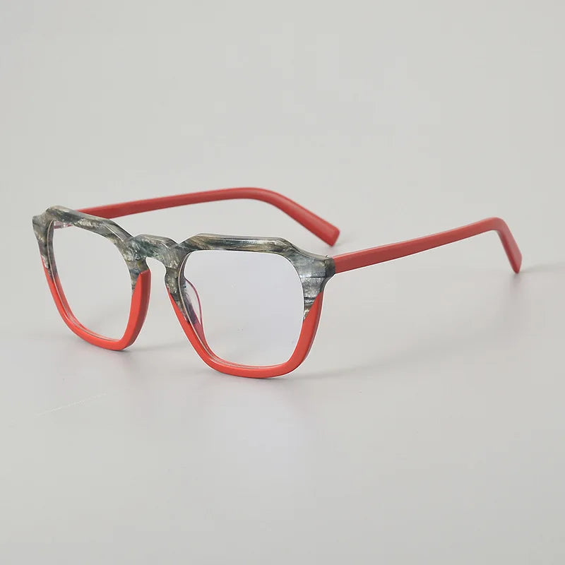 Hewei Women's Full Rim Flat Top Polygon Acetate Eyeglasses 945243