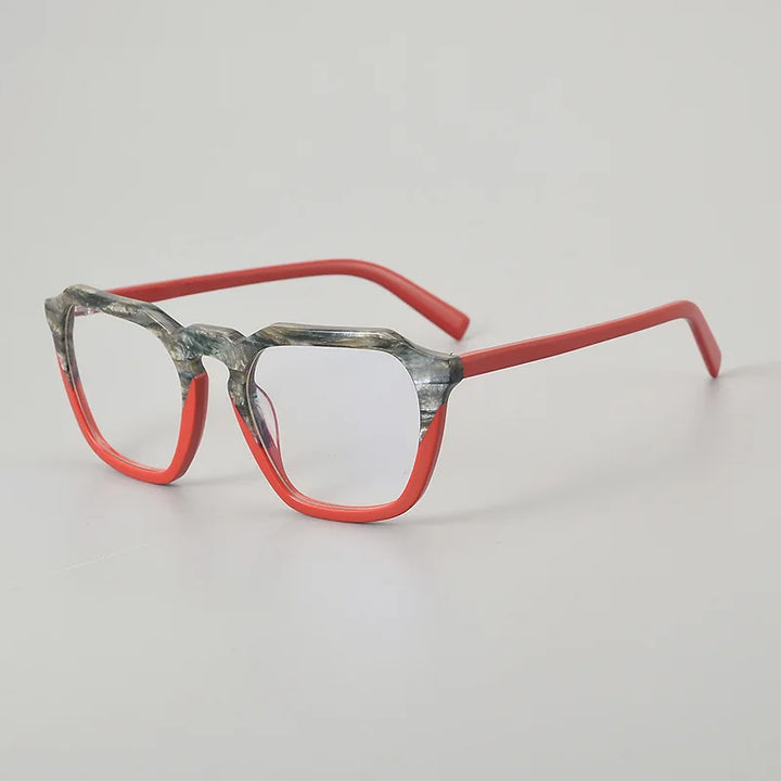 Hewei Women's Full Rim Flat Top Polygon Acetate Eyeglasses 945243