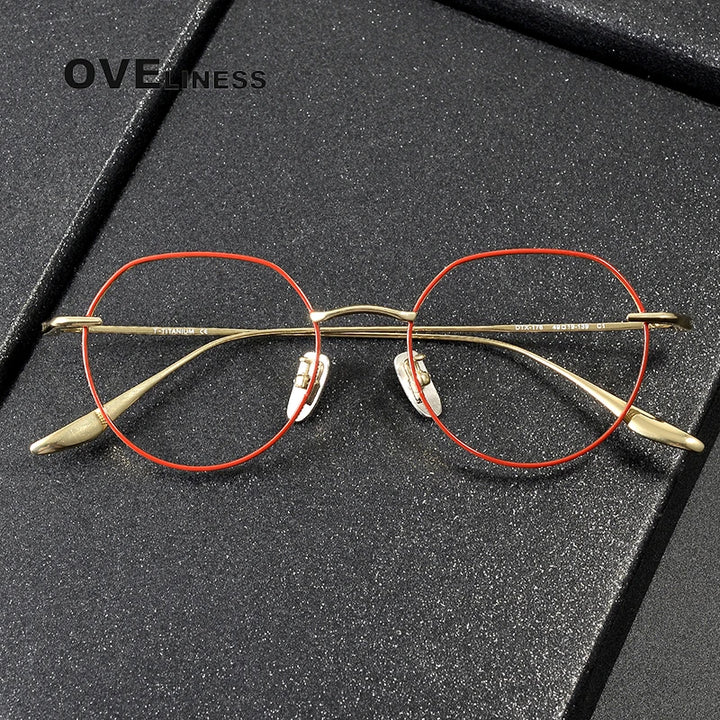 Oveliness Women's Full Rim Flat Top Oval Titanium Eyeglasses 3176 Full Rim Oveliness   