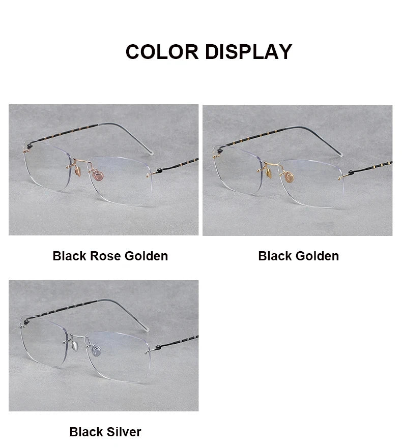 Aimee Unisex Rimless Square Titanium Eyeglasses 2130 Rimless Aimee   