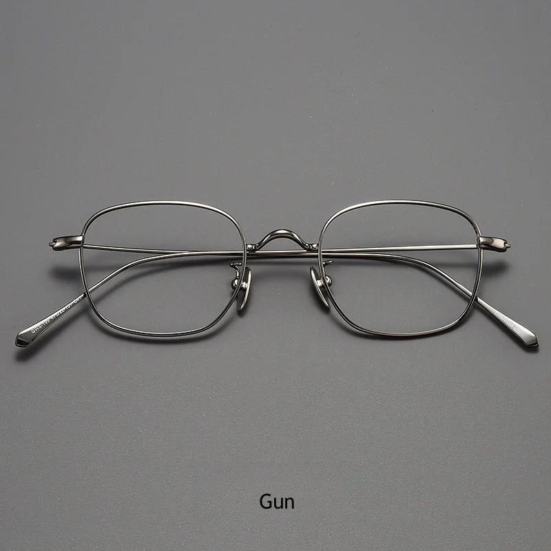 KatKani Men's Full Rim Square Titanium Eyeglasses S199 Full Rim KatKani Eyeglasses gun  