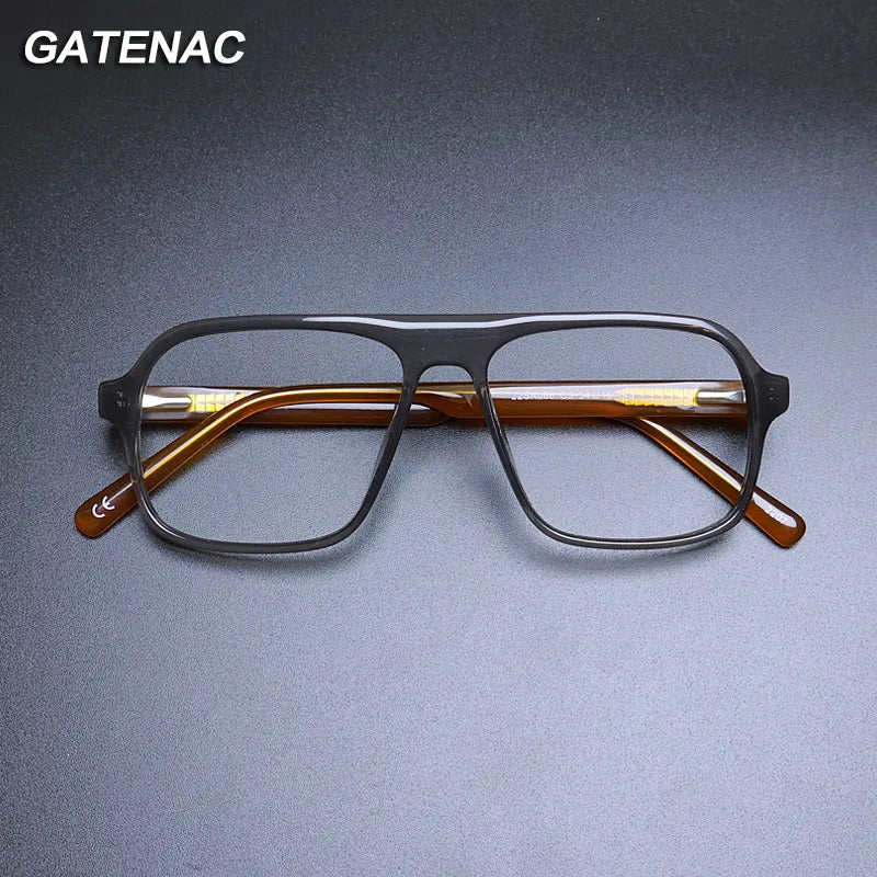 Gatenac Unisex Full Rim Square Acetate Eyeglasses Gxyj1133 Full Rim Gatenac   