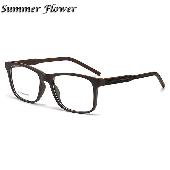 Summer Flower Men's Full Rim Square Tr 90 Titanium Eyeglasses 68014