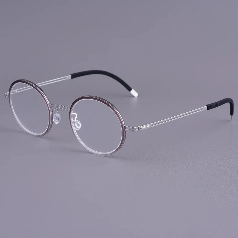 Bobbie 471972 Women’s Screwless Acetate Full Rim Round Titanium Frames FuzWeb