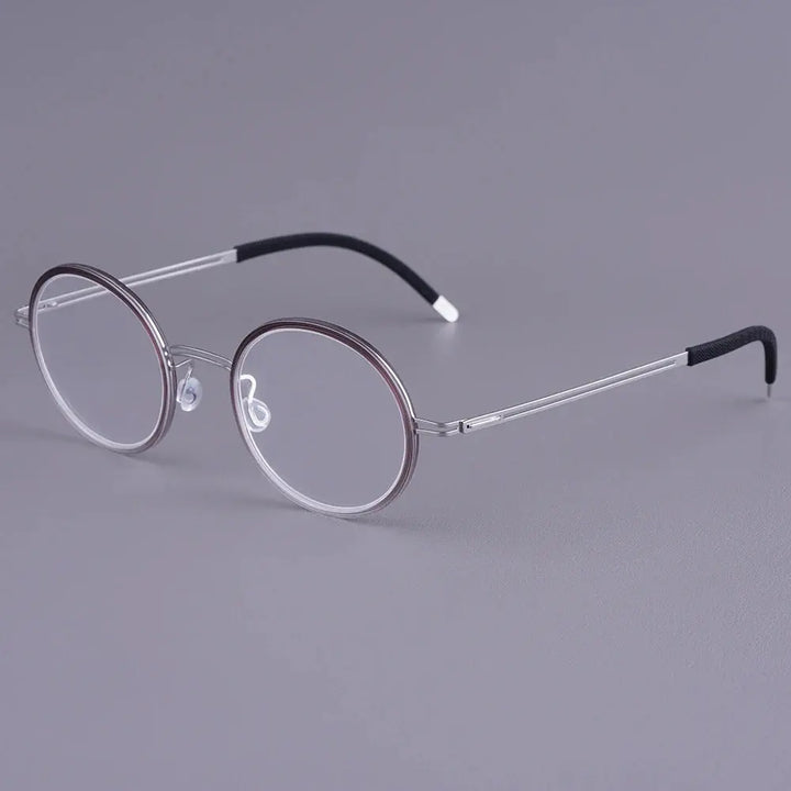 Bobbie 471972 Women’s Screwless Acetate Full Rim Round Titanium Frames FuzWeb