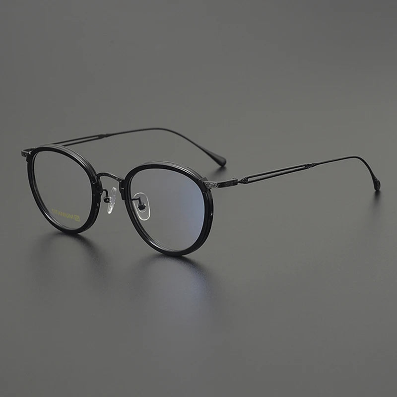 Nobler Unisex Full Rim Oval Square Acetate Titanium Eyeglasses 98001