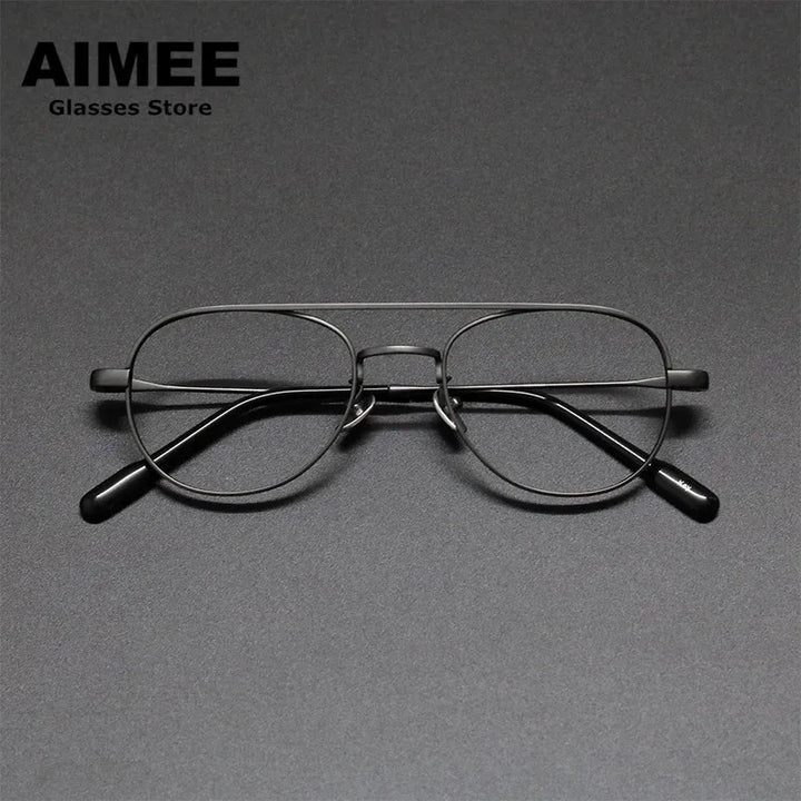 Aimee Unisex Full Rim Oval Double Bridge Titanium Eyeglasses 8040 Full Rim Aimee   