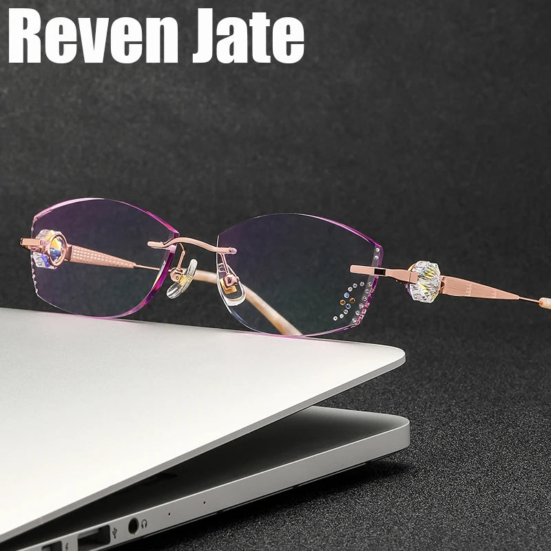 Reven Jate Women's Rimless Oval Square Titanium Eyeglasses 49060