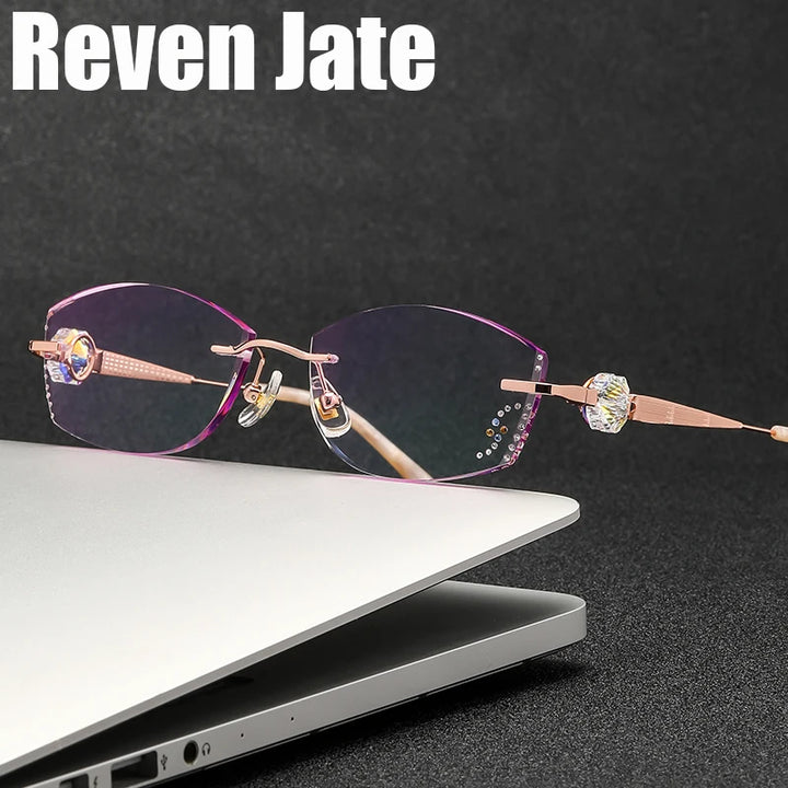 Reven Jate Women's Rimless Oval Square Titanium Eyeglasses 49060