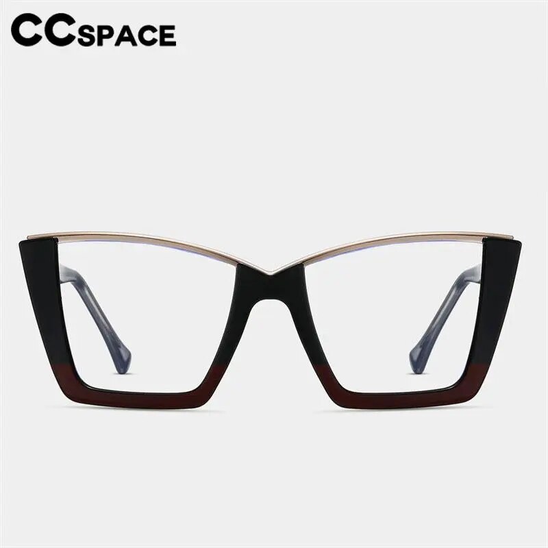 CCSpace Women's Semi Rim Square Tr 90 Titanium Eyeglasses 57014 Semi Rim CCspace   