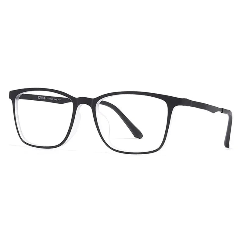 Brightzone Unisex Full Rim Square Ultem Titanium Eyeglasses 914418 Full Rim Brightzone Black-white