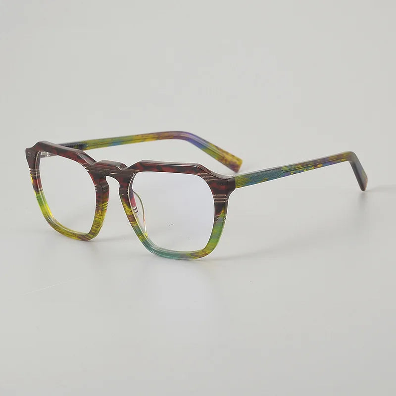 Hewei Women's Full Rim Flat Top Polygon Acetate Eyeglasses 945243