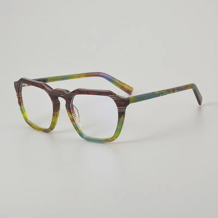 Hewei Women's Full Rim Flat Top Polygon Acetate Eyeglasses 945243