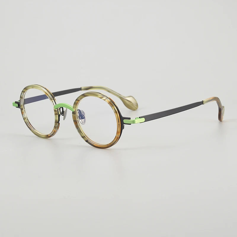 Muzz Unisex Full Rim Round Acetate Titanium Eyeglasses 817402