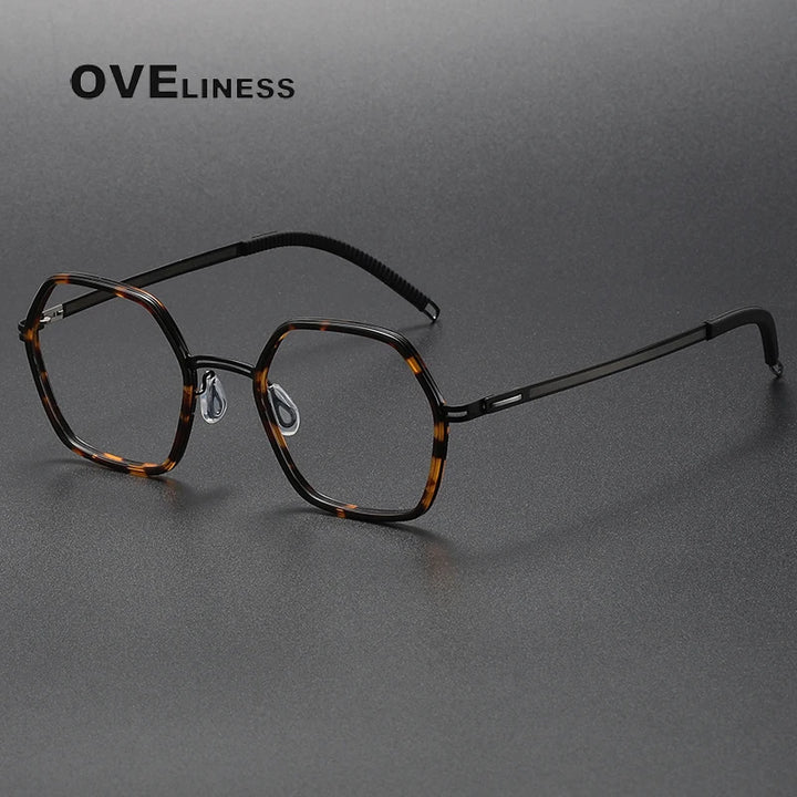 Oveliness Women's Full Rim Hexagon Acetate Titanium Eyeglasses 820222