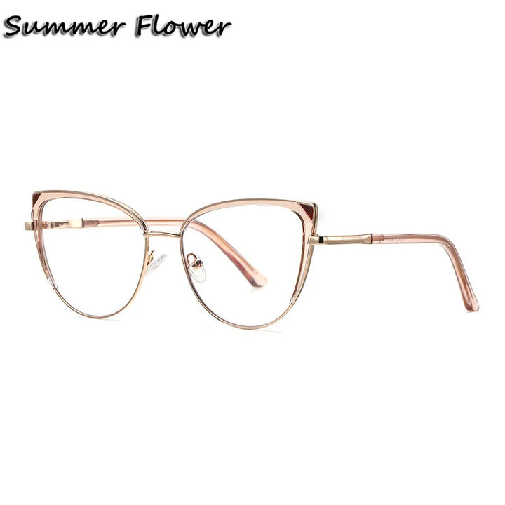 Summer Flower Women's Full Rim Oval Cat Eye Tr 90 Titanium Eyeglasses 31247