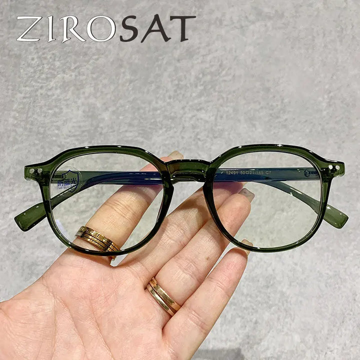 Zirosat Unisex Full Rim Oval Square Tr 90 Alloy Eyeglasses 12491