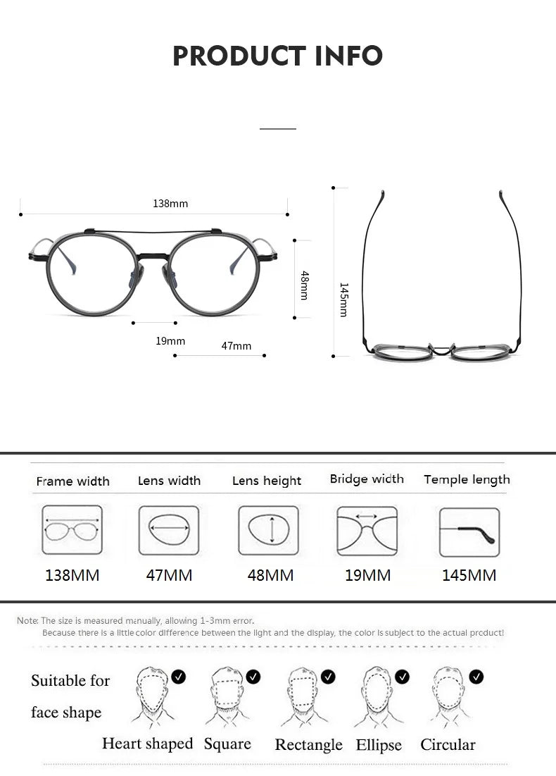 Aimee Unisex Full Rim Round Double Bridge Titanium Eyeglasses 91032 Full Rim Aimee   