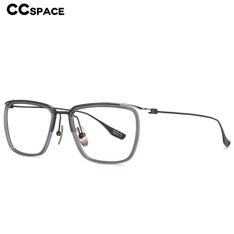 CCspace Men's Semi Rim Square Titanium Eyeglasses 55920 Semi Rim CCspace   