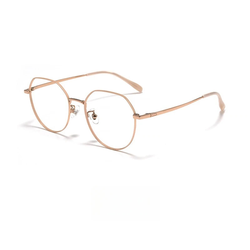 Yimaruili Unisex Full Rim Polygon Titanium Eyeglasses Y0847 Full Rim Yimaruili Eyeglasses Rose Gold  