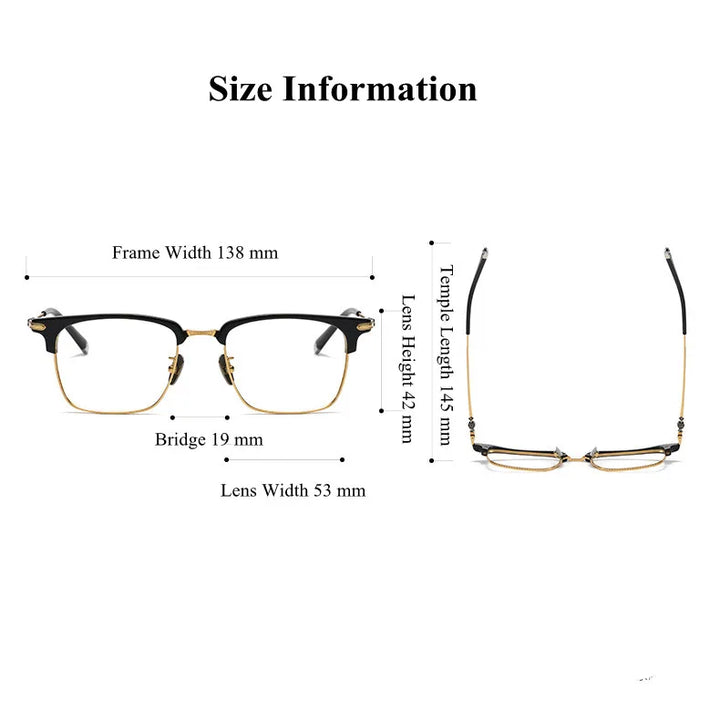 Chashma Ochki Unisex Full Rim Square Acetate Titanium Eyeglasses 19339 Full Rim Chashma Ochki   