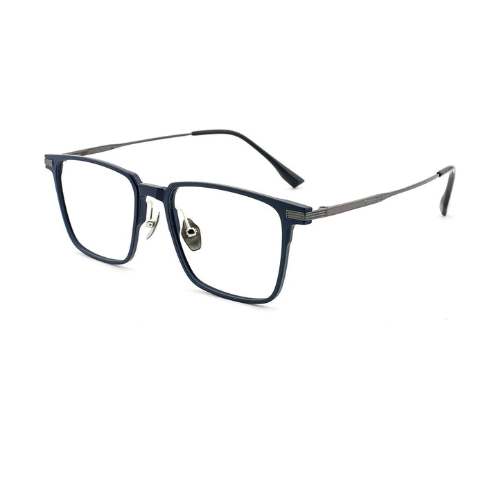 KatKani Unisex Full Rim Square Aluminum Titanium Alloy Eyeglasses 96805 Full Rim KatKani Eyeglasses Blue  