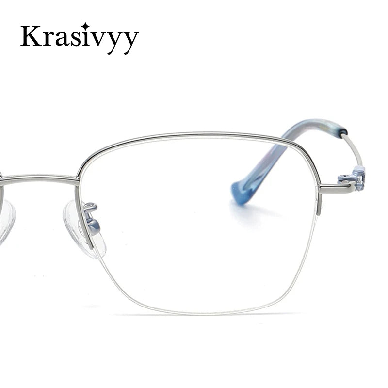 Krasivyy Women's Semi Rim Square Titanium Eyeglasses 6005 Semi Rim Krasivyy   