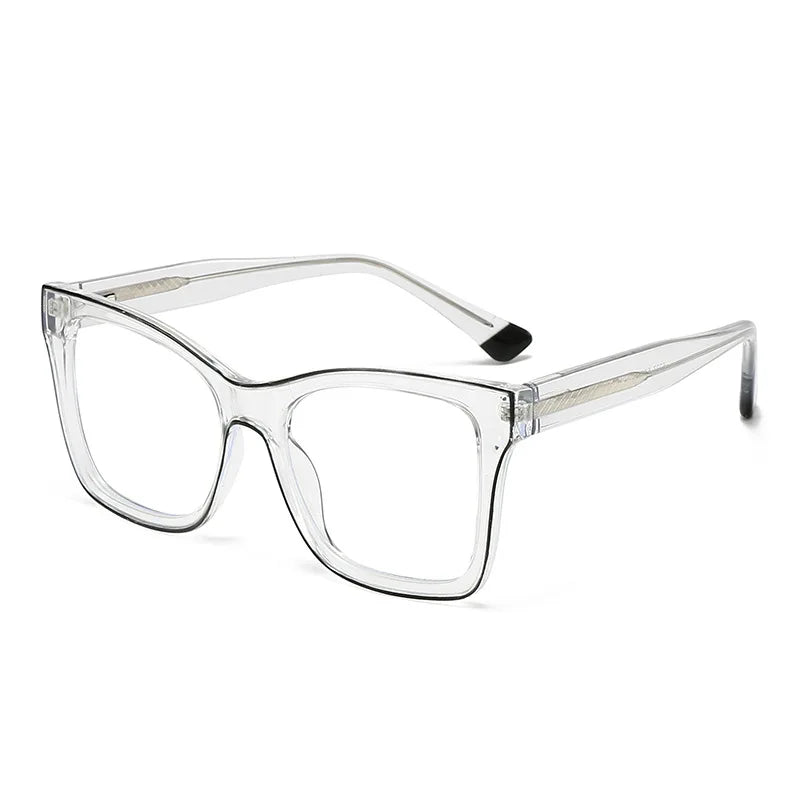 CCspace Women's Full Rim Square Cat Eye Polycarbonate Eyeglasses 301337 Full Rim CCspace Black  