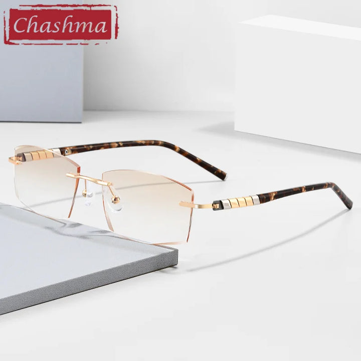 Chashma Ottica Men's Rimless Square Titanium Acetate Eyeglasses 76008